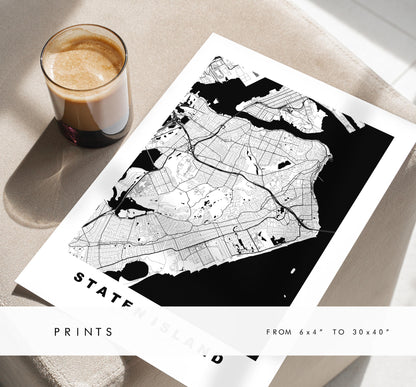 Staten Island Map Print - City Map Poster - Map Art - USA City Maps - Staten Island Print - Poster - Minimalist City Map - New York