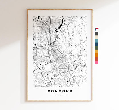 Concord Map Print (North Carolina) - City Map Poster - Map Art - USA City Maps - Print - Poster - Minimalist City Map - North Carolina