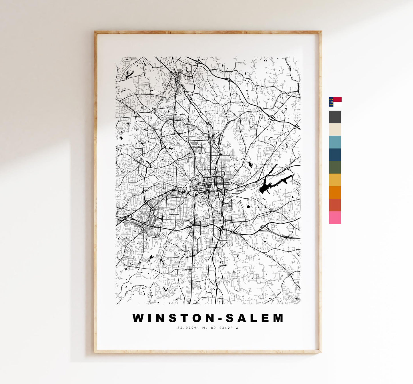 Winston-Salem Map Print - City Map Poster - Map Art - USA City Maps - Winston-Salem Print - Poster - Minimalist City Map - North Carolina