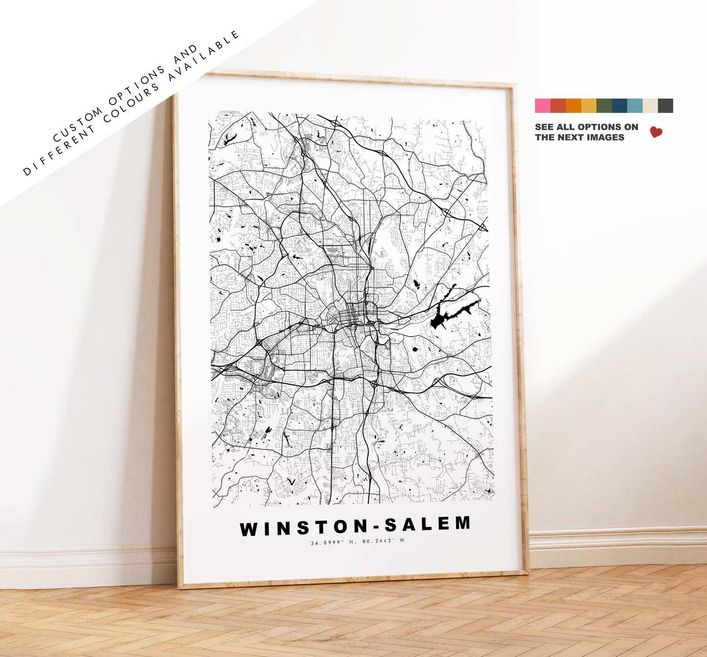 Winston-Salem Map Print - City Map Poster - Map Art - USA City Maps - Winston-Salem Print - Poster - Minimalist City Map - North Carolina