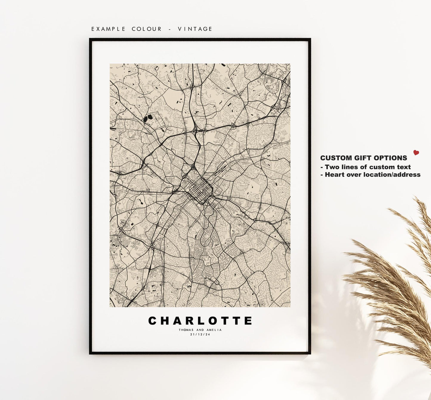 Charlotte Map Print - City Map Poster - Map Art - USA City Maps - Charlotte Print - Charlotte Poster - Minimalist City Map - North Carolina