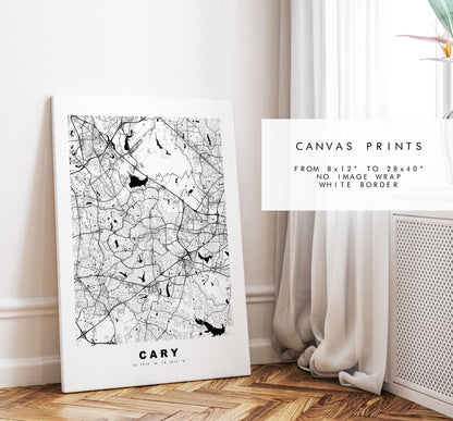 Cary Map Print - City Map Poster - Map Art - USA City Maps - Cary Print - Cary Poster - Minimalist City Map - North Carolina