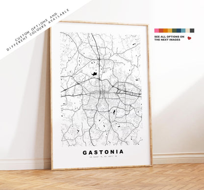 Gastonia Map Print - City Map Poster - Map Art - USA City Maps - Gastonia Print - Gastonia Poster - Minimalist City Map - North Carolina