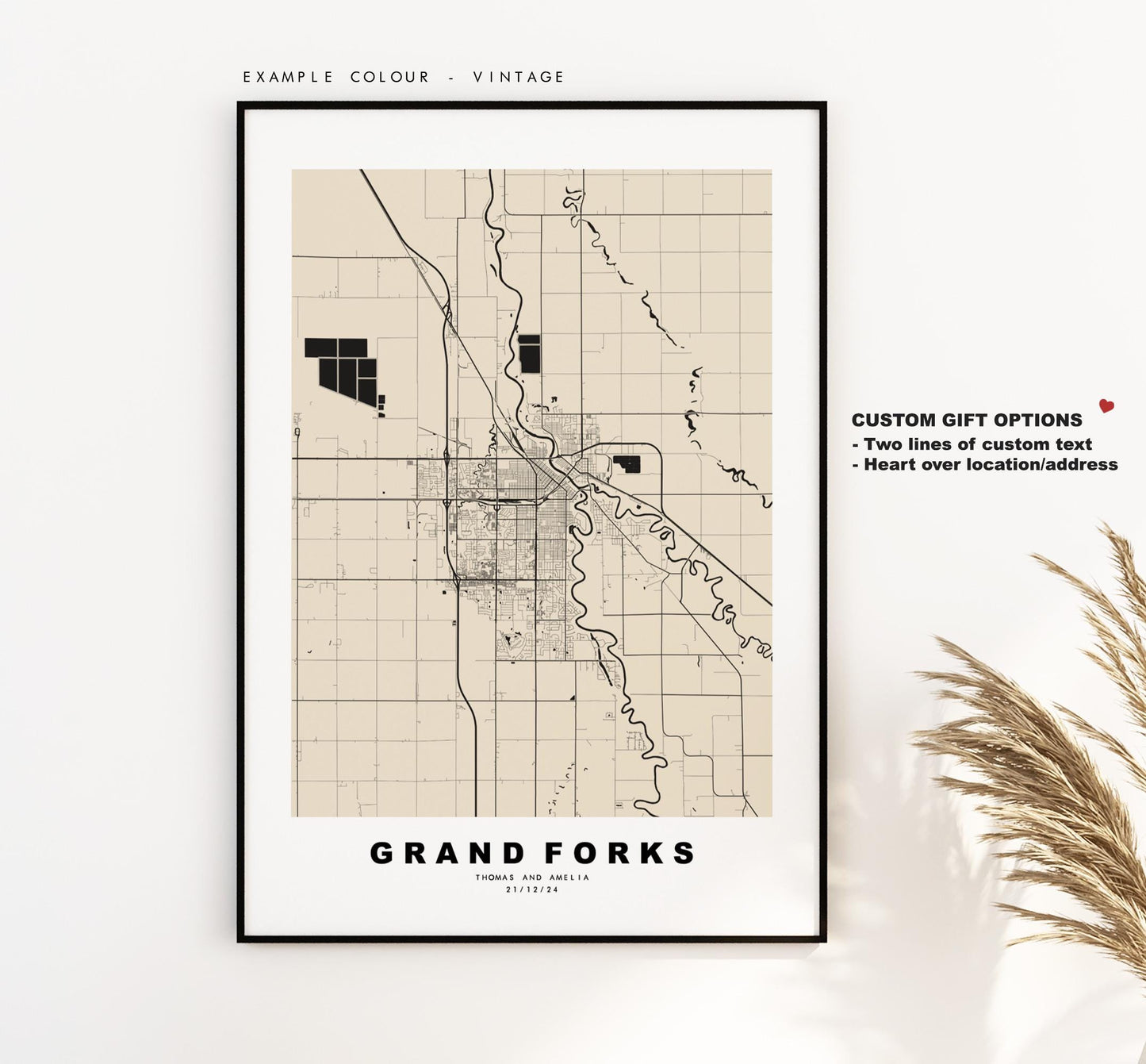 Grand Forks Map Print - City Map Poster - Map Art - USA City Maps - Grand Forks Print - Poster - Minimalist City Map - North Dakota