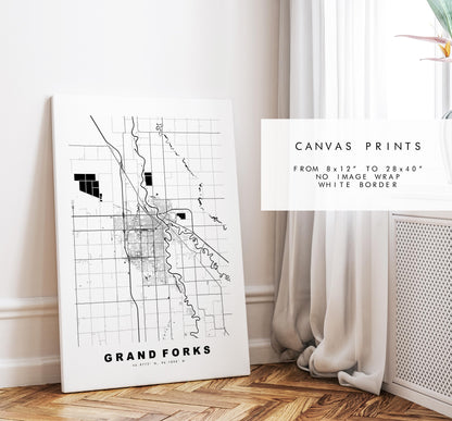 Grand Forks Map Print - City Map Poster - Map Art - USA City Maps - Grand Forks Print - Poster - Minimalist City Map - North Dakota