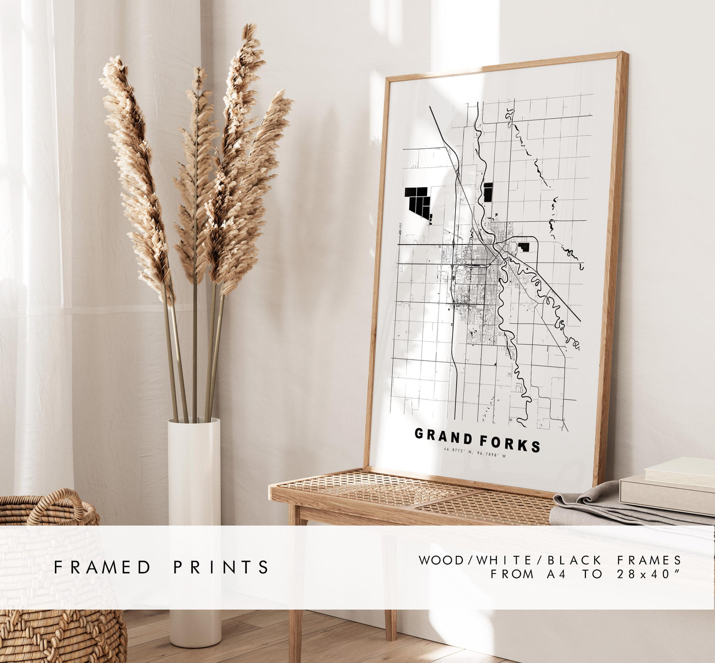 Grand Forks Map Print - City Map Poster - Map Art - USA City Maps - Grand Forks Print - Poster - Minimalist City Map - North Dakota