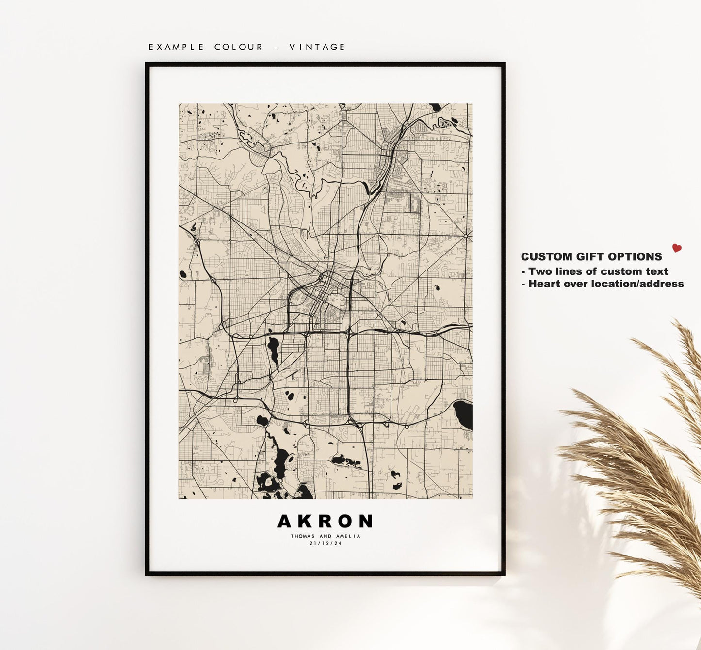 Akron Map Print - City Map Poster - Map Art - USA City Maps - Akron Print - Akron Poster - Minimalist City Map - Ohio