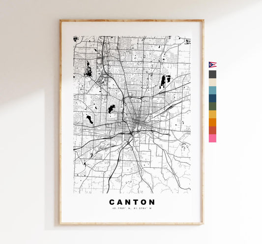 Canton Map Print - City Map Poster - Map Art - USA City Maps - Canton Print - Canton Poster - Minimalist City Map - Ohio