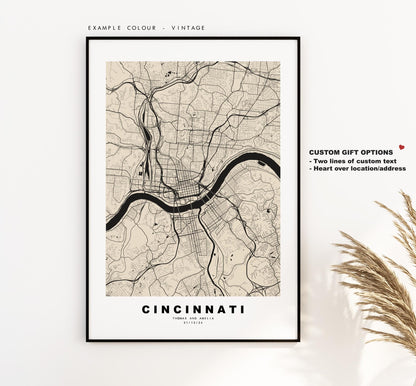 Cincinnati Map Print - City Map Poster - Map Art - USA City Maps - Cincinnati Print - Cincinnati Poster - Minimalist City Map - Ohio