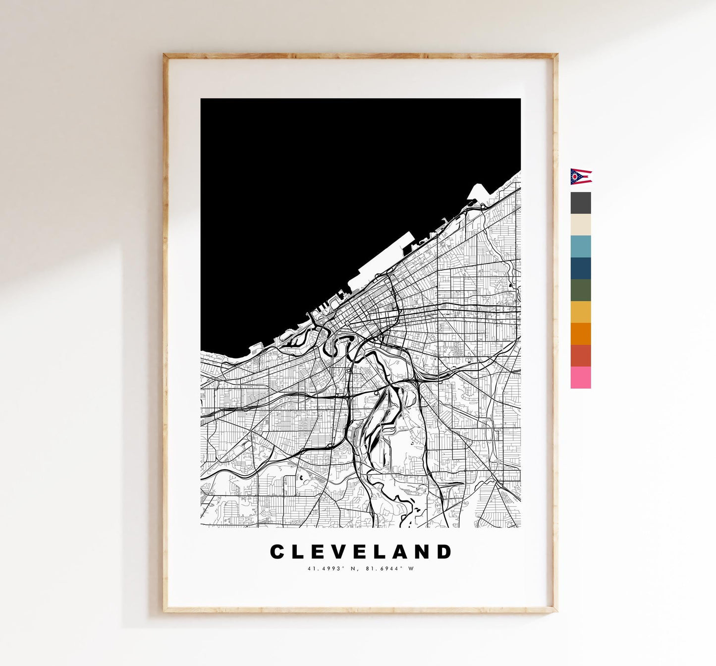 Cleveland Map Print - City Map Poster - Map Art - USA City Maps - Cleveland Print - Cleveland Poster - Minimalist City Map - Ohio