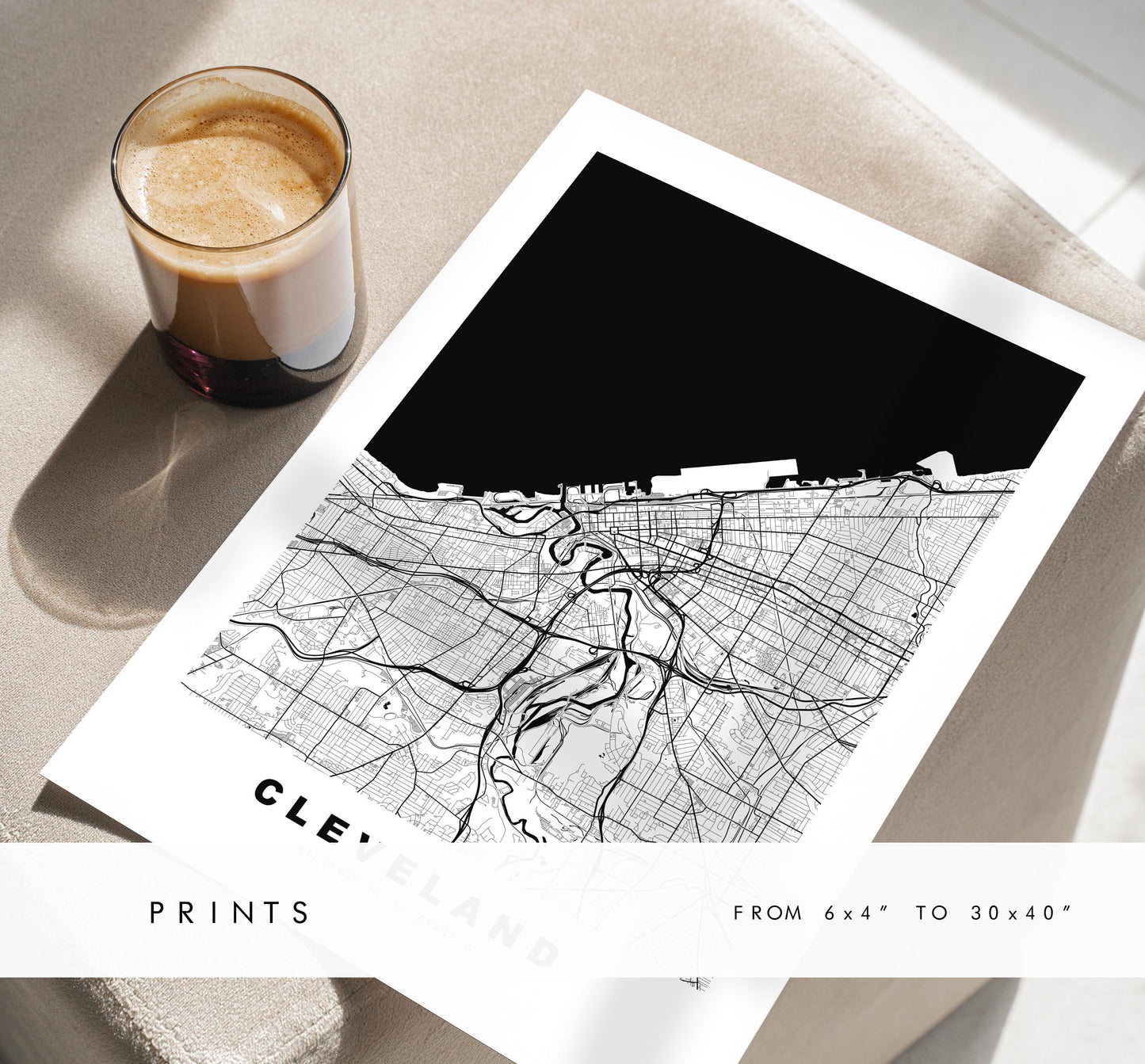 Cleveland Map Print - City Map Poster - Map Art - USA City Maps - Cleveland Print - Cleveland Poster - Minimalist City Map - Ohio