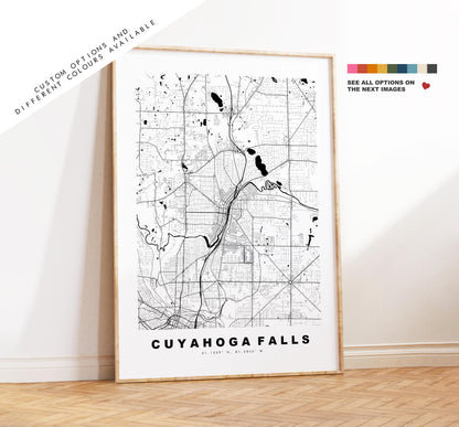 Cuyahoga Falls Map Print - City Map Poster - Map Art - USA City Maps - Cuyahoga Falls Print - Poster - Minimalist City Map - Ohio