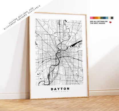 Dayton Map Print - City Map Poster - Map Art - USA City Maps - Dayton Print - Dayton Poster - Minimalist City Map - Ohio