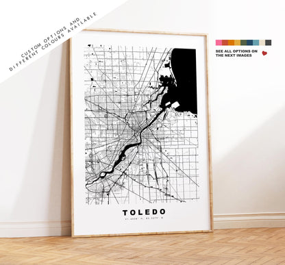 Toledo Map Print - City Map Poster - Map Art - USA City Maps - Toledo Print - Toledo Poster - Minimalist City Map - Ohio