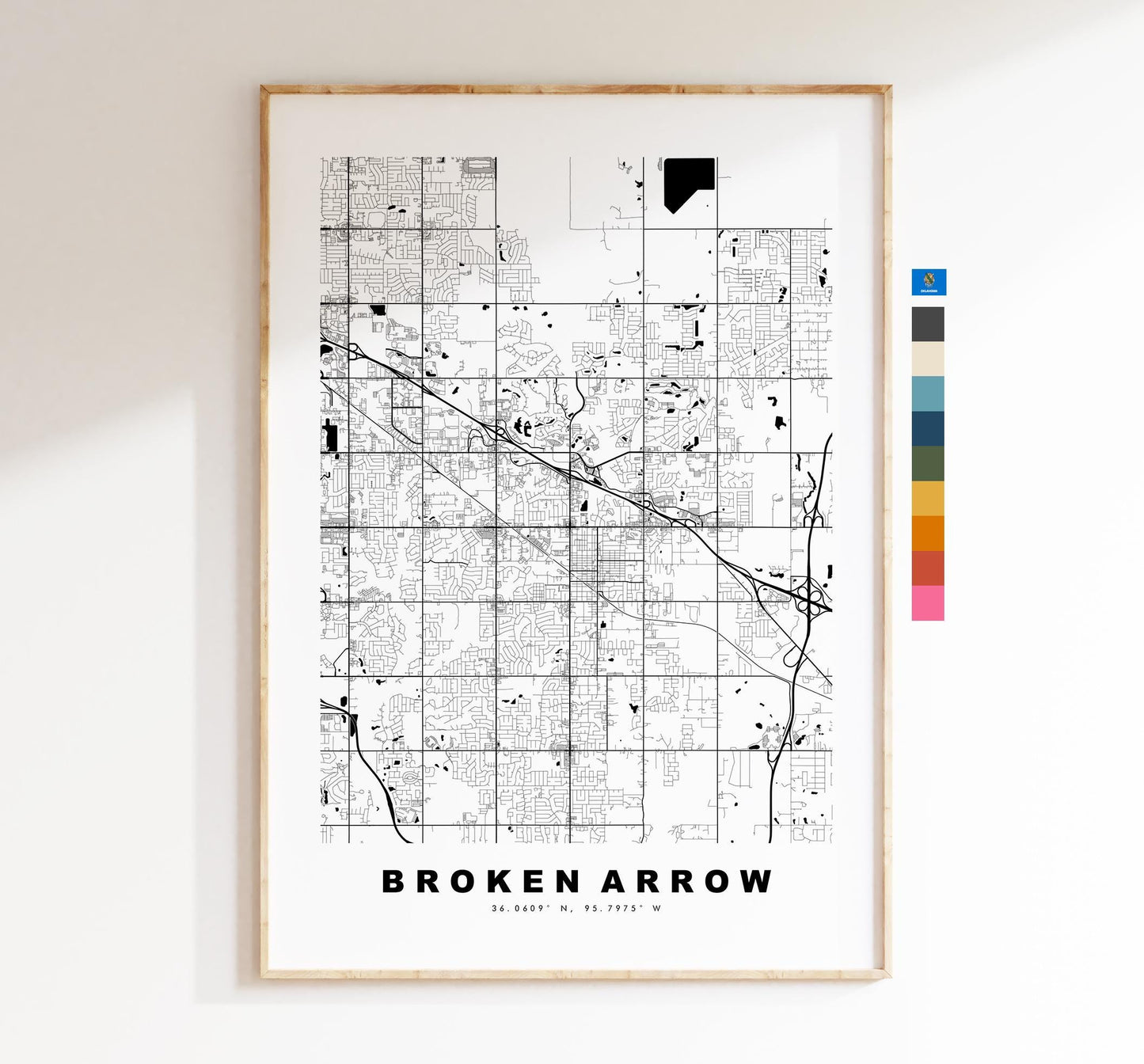 Broken Arrow Map Print - City Map Poster - Map Art - USA City Maps - Broken Arrow Print - Poster - Minimalist City Map - Oklahoma