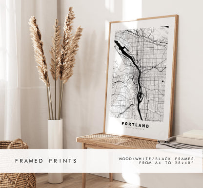 Portland Map Print - City Map Poster - Map Art - USA City Maps - Portland Print - Portland Poster - Minimalist City Map - Oregon