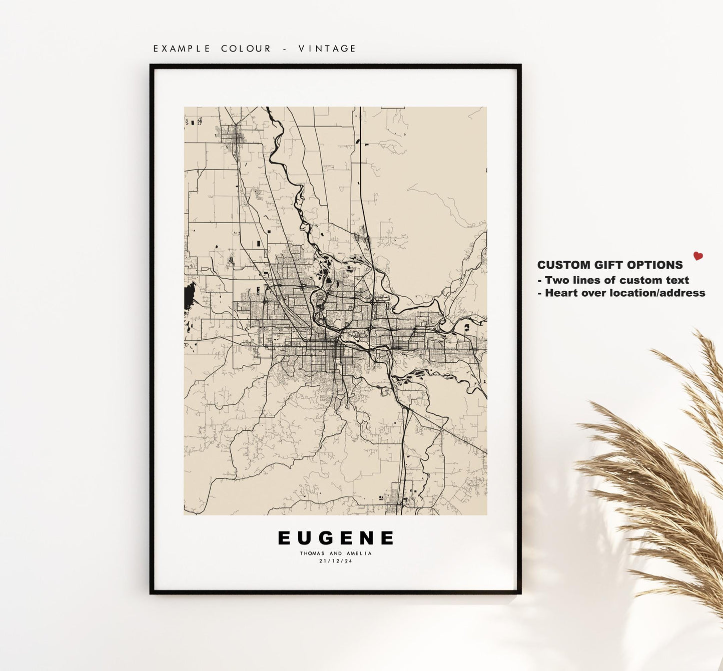 Eugene Map Print - City Map Poster - Map Art - USA City Maps - Eugene Print - Eugene Poster - Minimalist City Map - Oregon