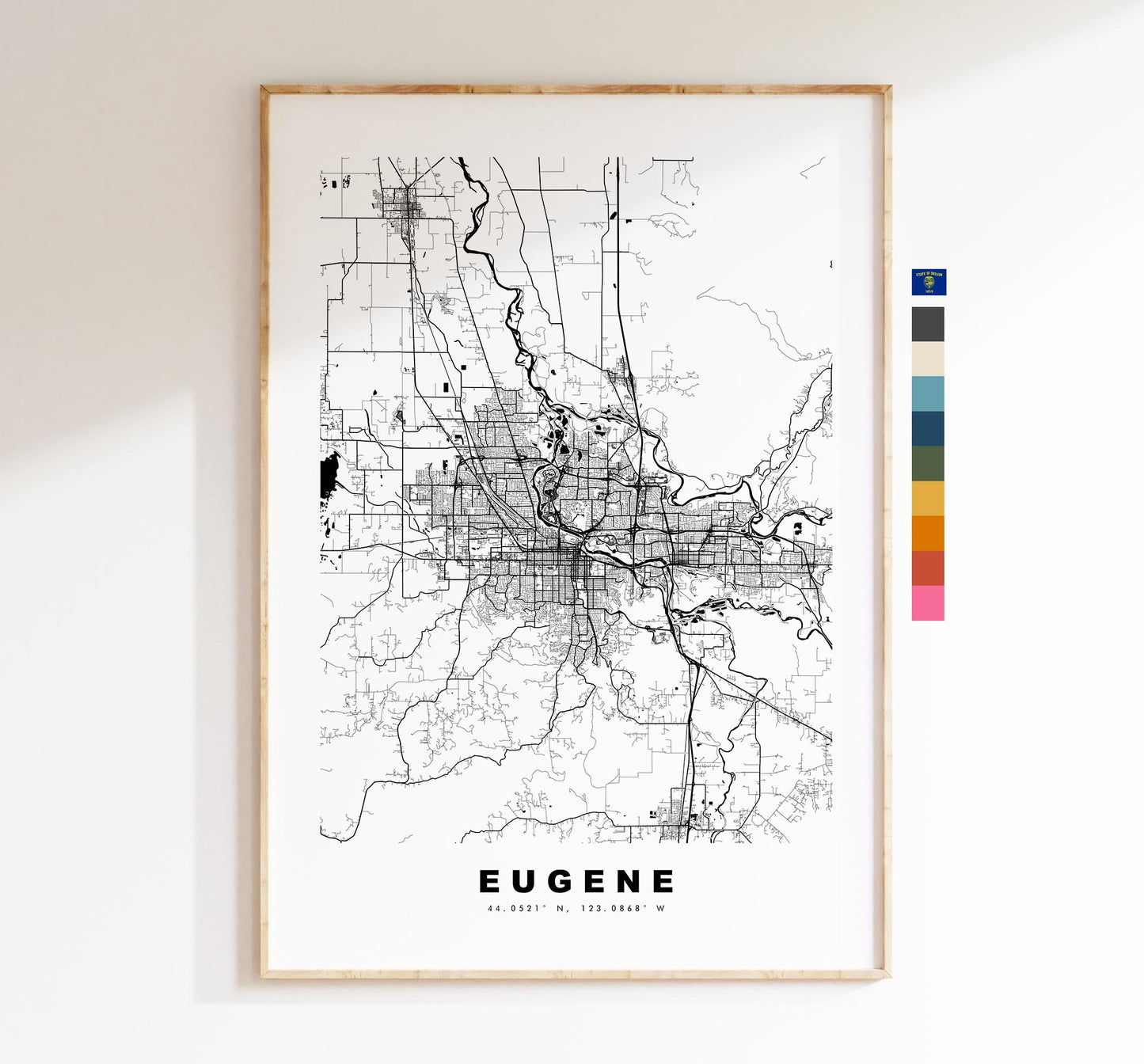 Eugene Map Print - City Map Poster - Map Art - USA City Maps - Eugene Print - Eugene Poster - Minimalist City Map - Oregon