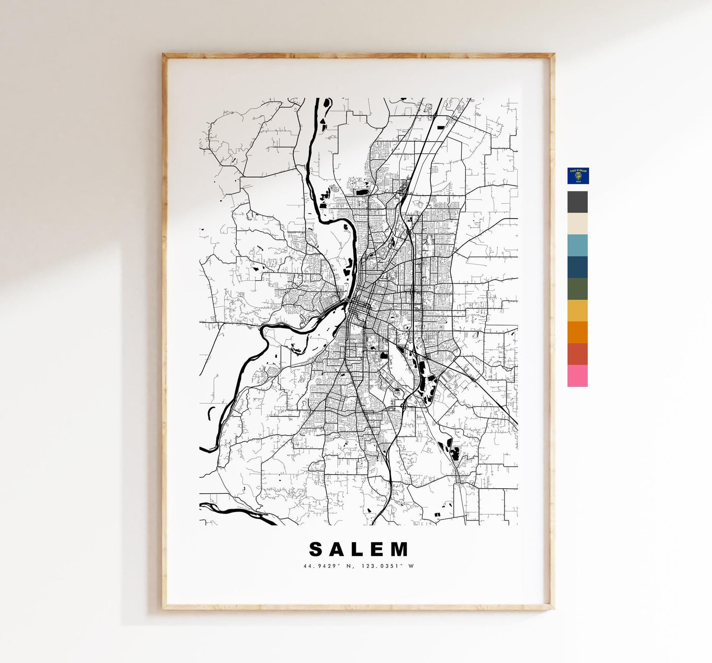 Salem Map Print - City Map Poster - Map Art - USA City Maps - Salem Print - Salem Poster - Minimalist City Map - Oregon