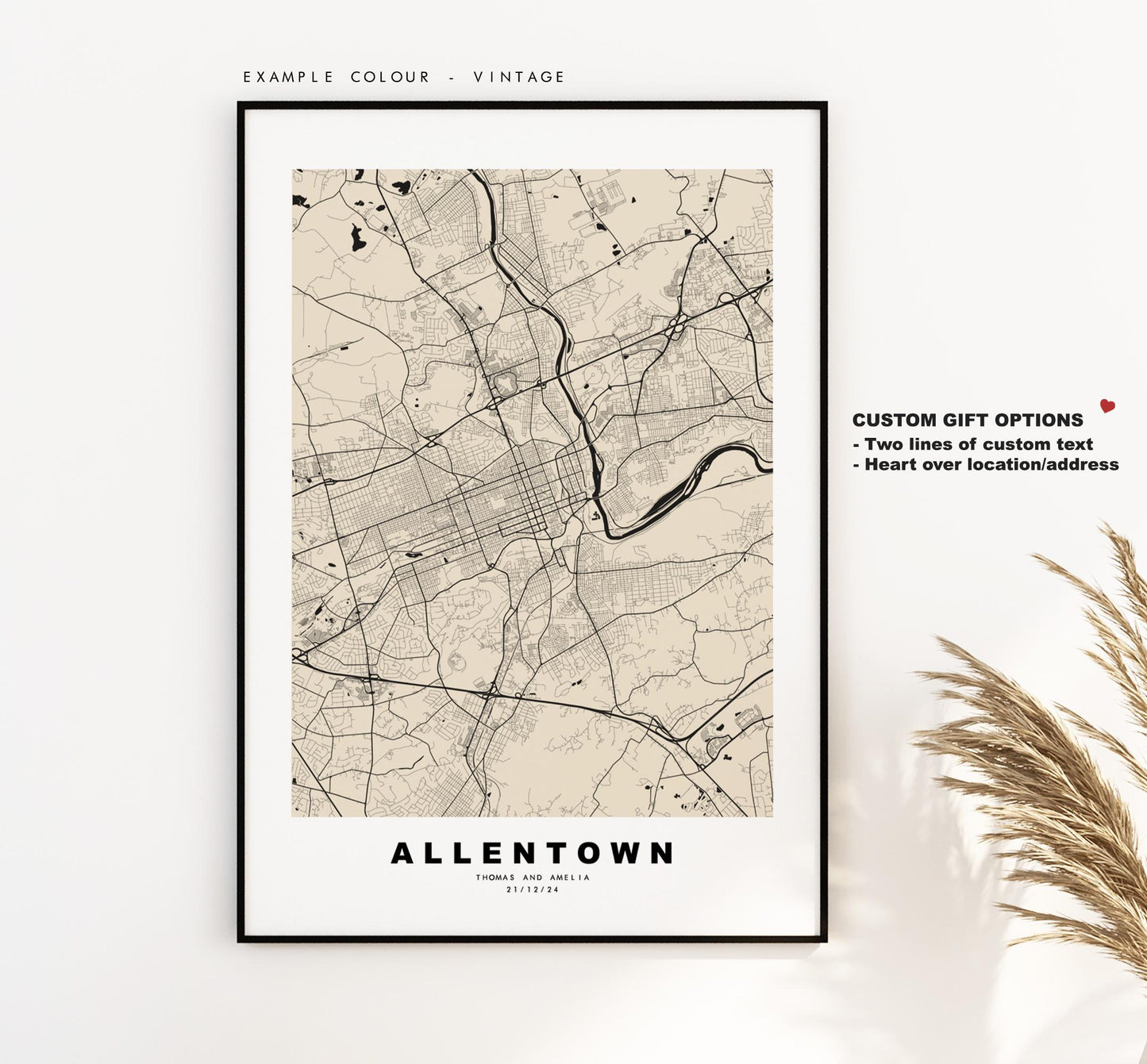 Allentown Map Print - City Map Poster - Map Art - USA City Maps - Allentown Print - Allentown Poster - Minimalist City Map - Pennsylvania