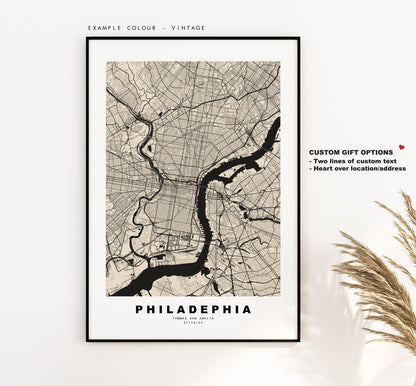 Philadelphia Map Print - City Map Poster - Map Art - USA City Maps - Philadelphia Print -  Poster - Minimalist City Map - Pennsylvania