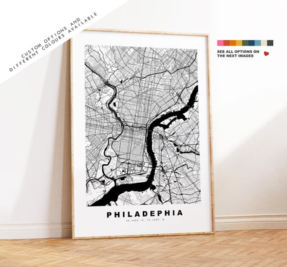 Philadelphia Map Print - City Map Poster - Map Art - USA City Maps - Philadelphia Print -  Poster - Minimalist City Map - Pennsylvania