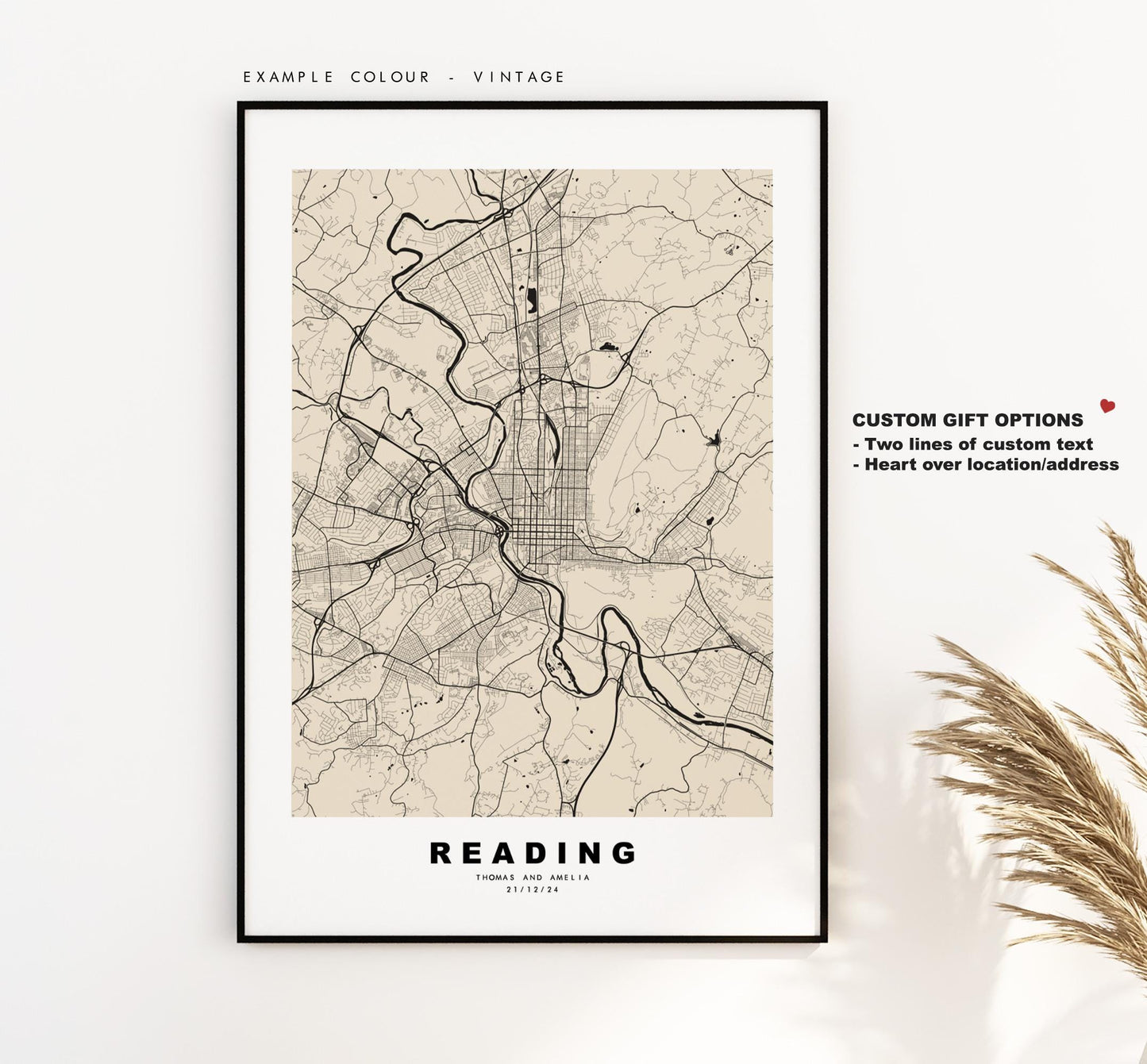 Reading Map Print  (Pennsylvania) - City Map Poster - Map Art - USA City Maps - Reading Print - Poster - Minimalist City Map - Pennsylvania