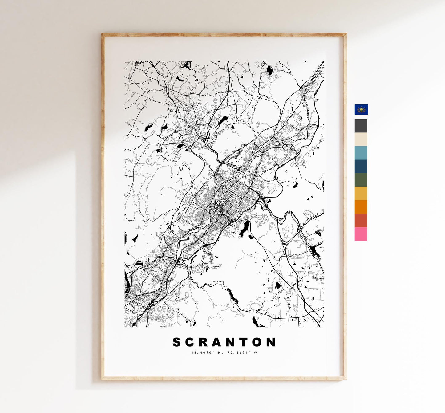 Scranton Map Print - City Map Poster - Map Art - USA City Maps - Scranton Print - Scranton Poster - Minimalist City Map - Pennsylvania