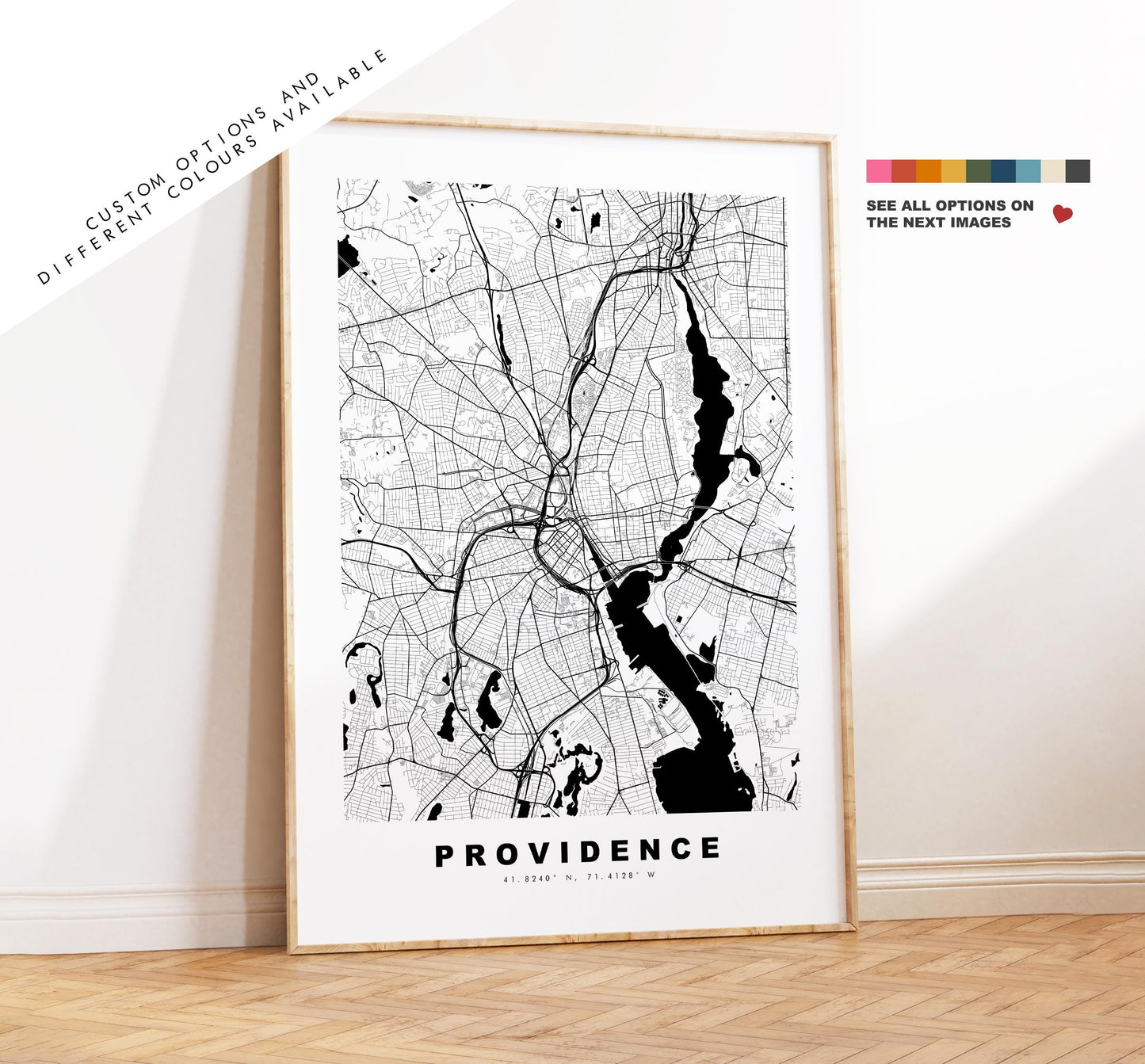 Providence Map Print - City Map Poster - Map Art - USA City Maps - Providence Print - Providence Poster - Minimalist City Map - Rhode Island