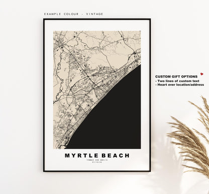 Myrtle Beach Map Print - City Map Poster - Map Art - USA City Maps - Myrtle Beach Print - Poster - Minimalist City Map - South Carolina