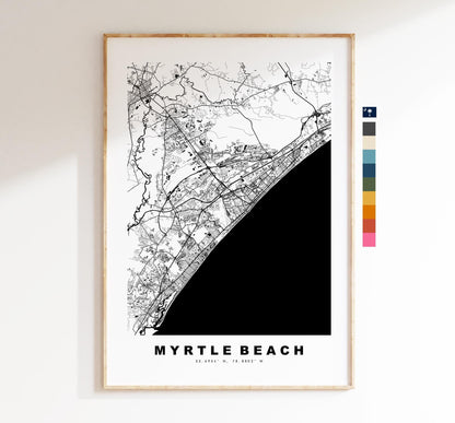 Myrtle Beach Map Print - City Map Poster - Map Art - USA City Maps - Myrtle Beach Print - Poster - Minimalist City Map - South Carolina