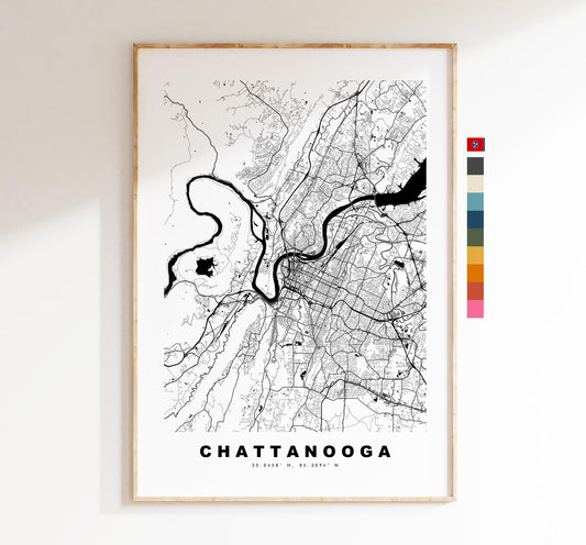 Chattanooga Map Print - City Map Poster - Map Art - USA City Maps - Chattanooga Print - Chattanooga Poster - Minimalist City Map - Tennessee