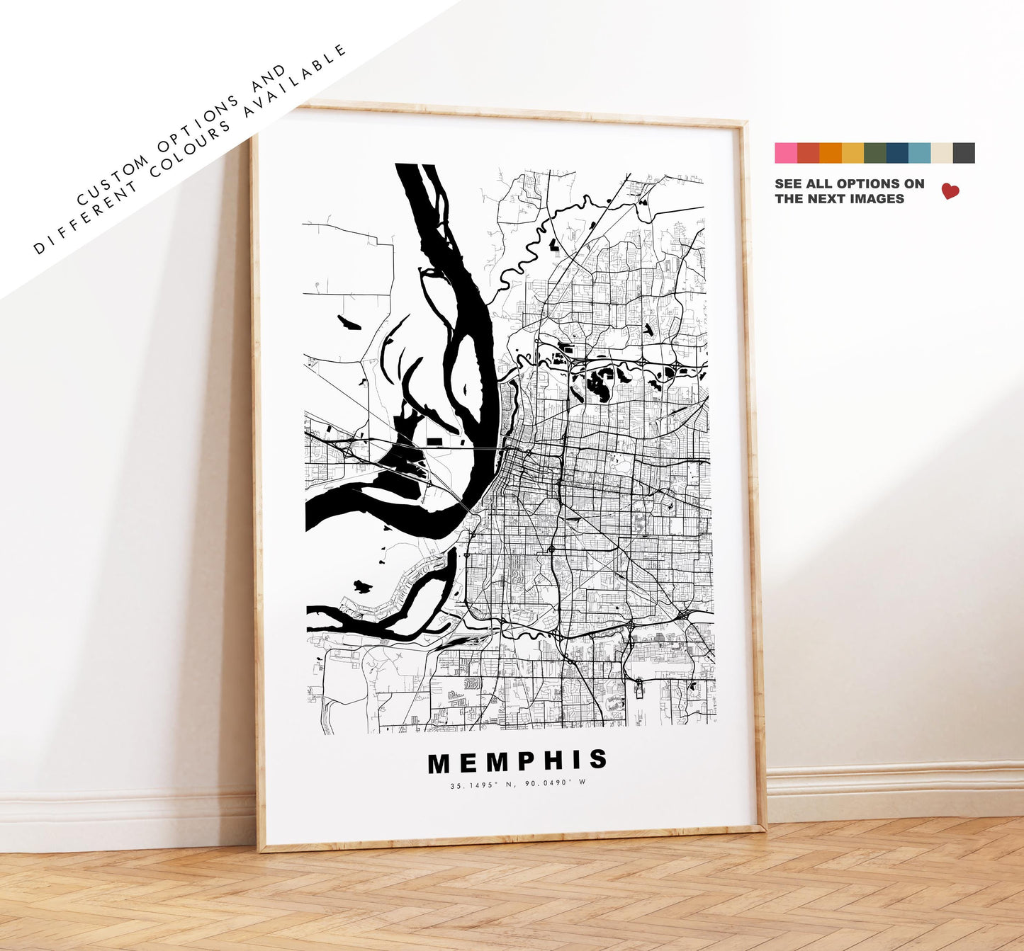 Memphis Map Print - City Map Poster - Map Art - USA City Maps - Memphis Print - Memphis Poster - Minimalist City Map - Tennessee