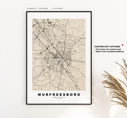 Murfreesboro Map Print - City Map Poster - Map Art - USA City Maps - Murfreesboro Print - Poster - Minimalist City Map - Tennessee