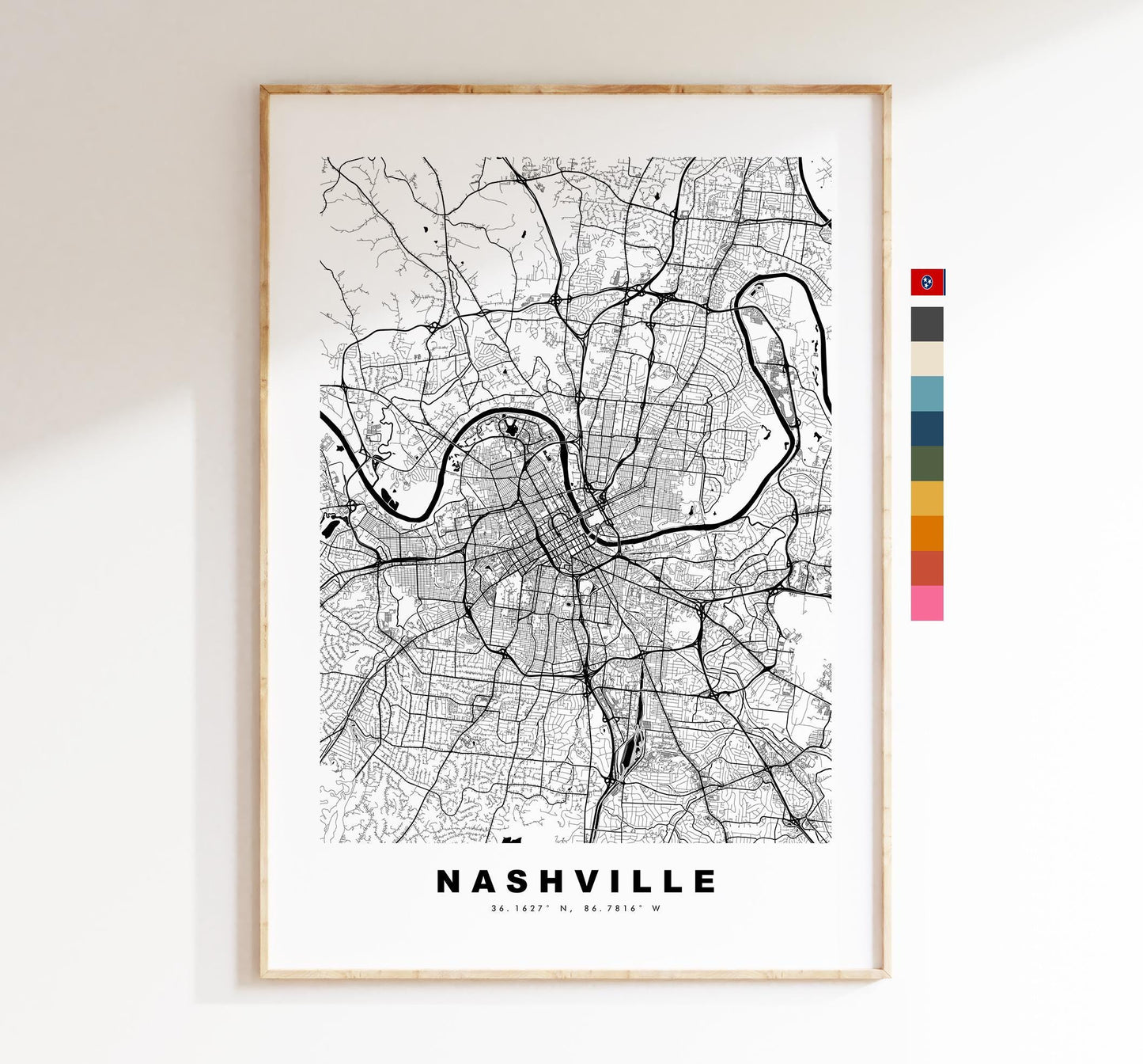 Nashville Map Print - City Map Poster - Map Art - USA City Maps - Nashville Print - Nashville Poster - Minimalist City Map - Tennessee