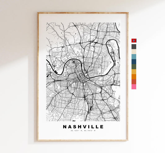 Nashville Map Print - City Map Poster - Map Art - USA City Maps - Nashville Print - Nashville Poster - Minimalist City Map - Tennessee