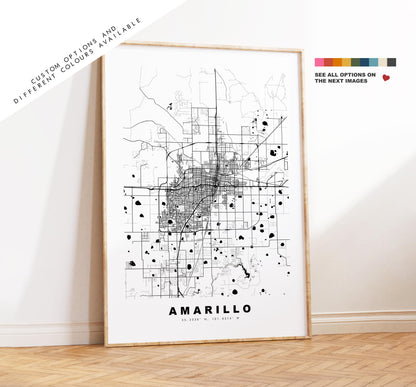 Amarillo Map Print - City Map Poster - Map Art - USA City Maps - Amarillo Print - Amarillo Poster - Minimalist City Map - Texas