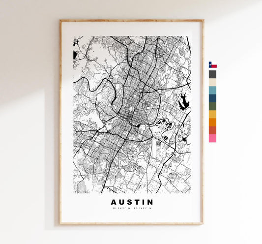 Austin Map Print - City Map Poster - Map Art - USA City Maps - Austin Print - Austin Poster - Minimalist City Map - Texas