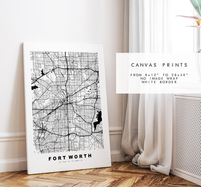 Fort Worth Map Print - City Map Poster - Map Art - USA City Maps - Fort Worth Print - Fort Worth Poster - Minimalist City Map - Texas