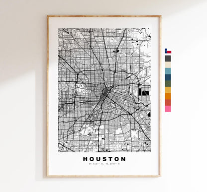 Houston Map Print - City Map Poster - Map Art - USA City Maps - Houston Print - Houston Poster - Minimalist City Map - Texas