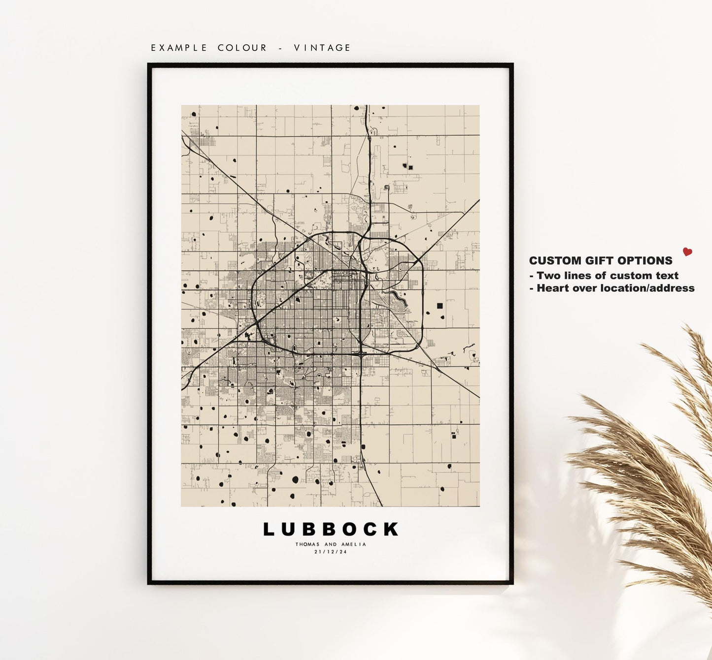 Lubbock Map Print - City Map Poster - Map Art - USA City Maps - Lubbock Print - Lubbock Poster - Minimalist City Map - Texas