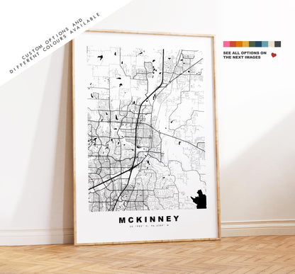 Mckinney Map Print - City Map Poster - Map Art - USA City Maps - Mckinney Print - Mckinney Poster - Minimalist City Map - Texas