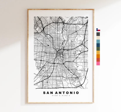 San Antonio Map Print - City Map Poster - Map Art - USA City Maps - San Antonio Print - San Antonio Poster - Minimalist City Map - Texas