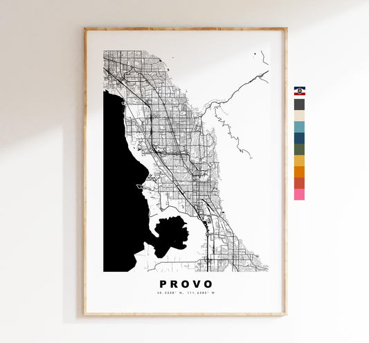 Provo Map Print - City Map Poster - Map Art - USA City Maps - Provo Print - Provo Poster - Minimalist City Map - Utah