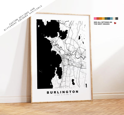 Burlington Map Print - City Map Poster - Map Art - USA City Maps - Burlington Print - Burlington Poster - Minimalist City Map - Vermont