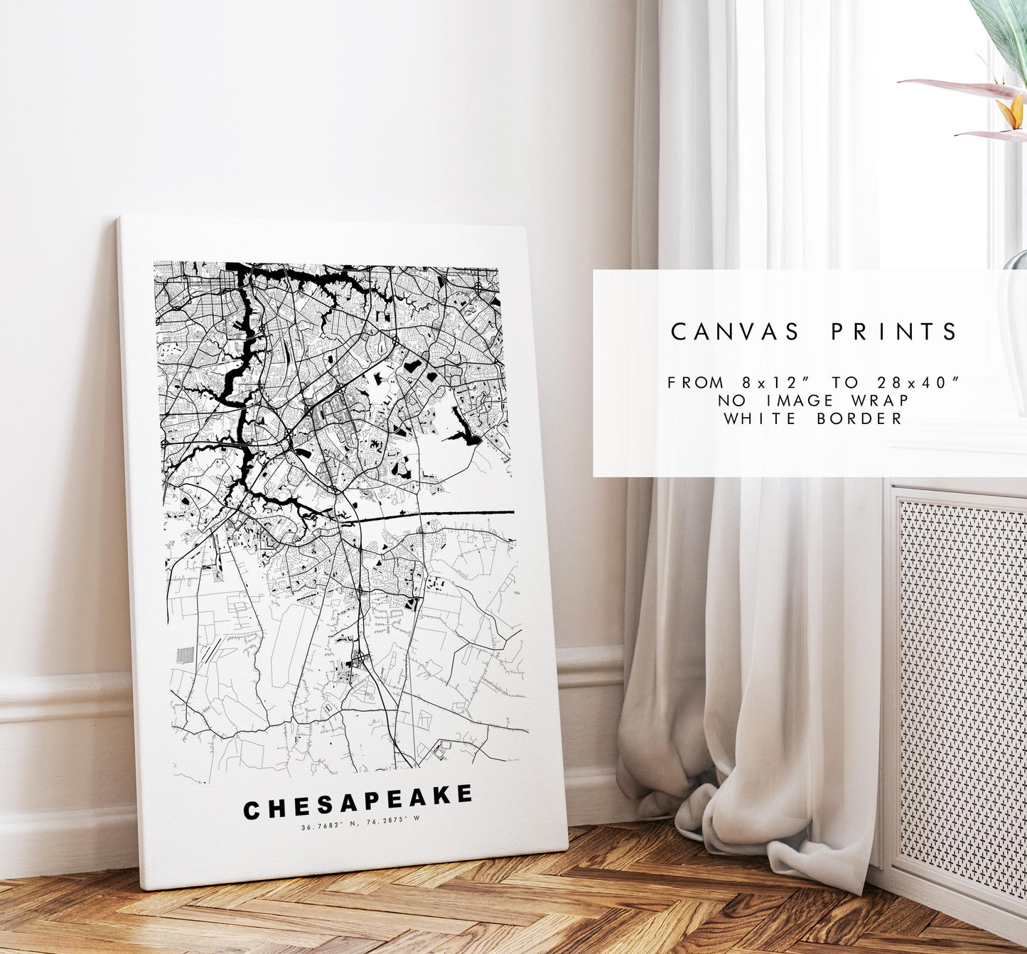 Chesapeake Map Print - City Map Poster - Map Art - USA City Maps - Chesapeake Print - Poster - Minimalist City Map - Virginia