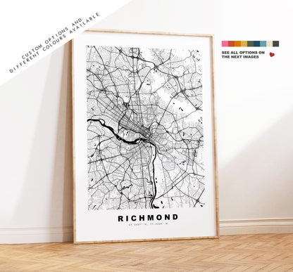 Richmond Map Print (Virginia) - City Map Poster - Map Art - USA City Maps - Richmond Print - Poster - Minimalist City Map - Virginia