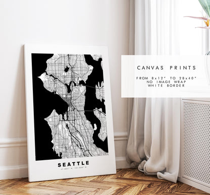 Seattle Map Print - City Map Poster - Map Art - USA City Maps - Seattle Print - Seattle Poster - Minimalist City Map - Washington