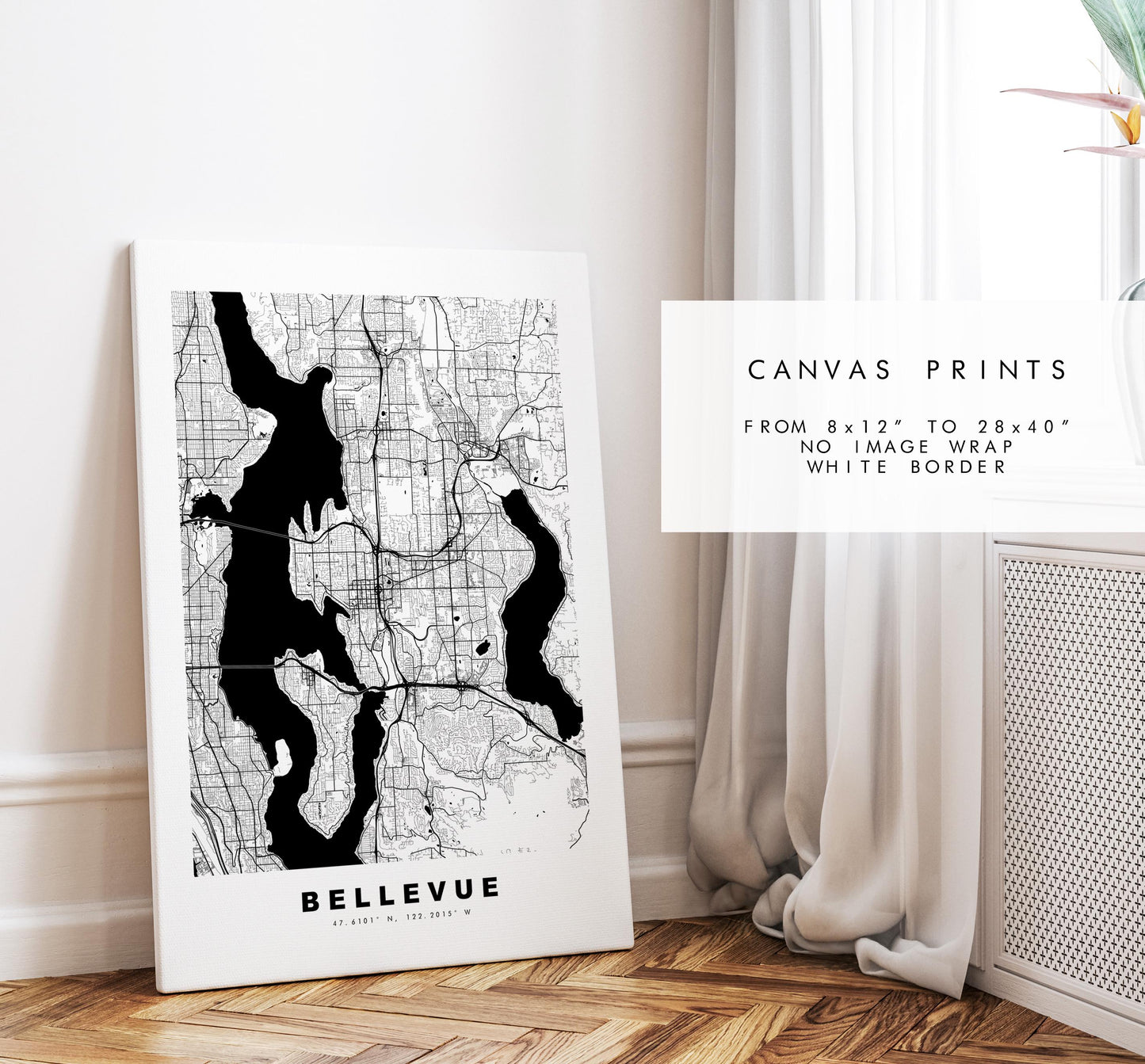 Bellevue Map Print - City Map Poster - Map Art - USA City Maps - Bellevue Print - Bellevue Poster - Minimalist City Map - Washington