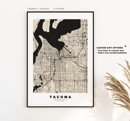 Tacoma Map Print - City Map Poster - Map Art - USA City Maps - Tacoma Print - Tacoma Poster - Minimalist City Map - Washington